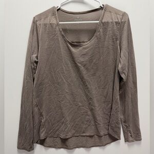 GUC Athleta Chi Shimmer Long Sleeve Brown Sparkle Top Size XL